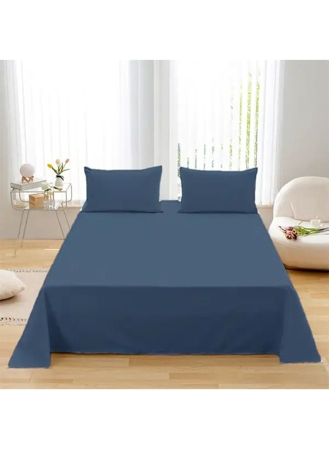 Lake Blue Microfiber 4 Piece Bed Sheet Set with Fitted Sheet 35x79 Inches - Image 5
